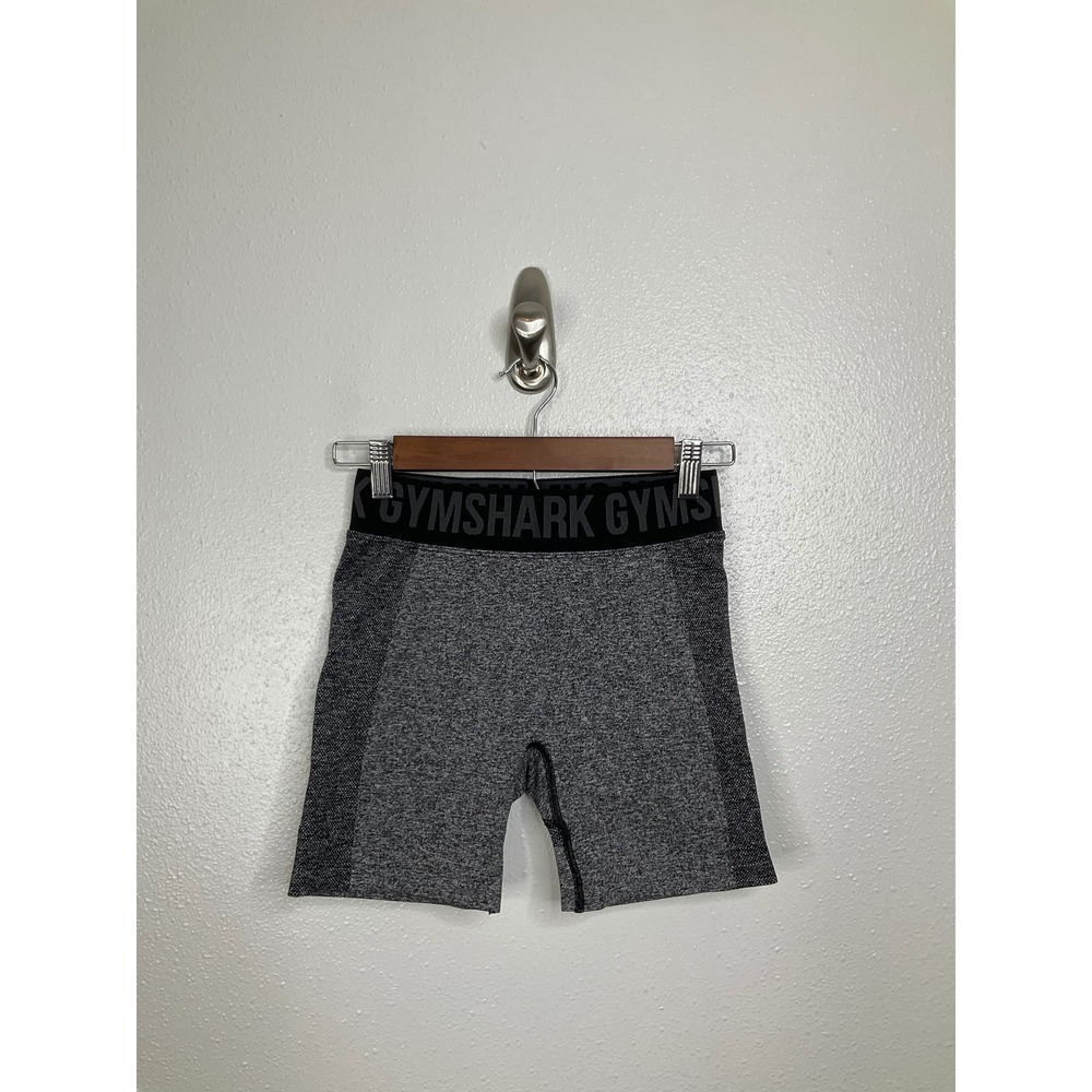 Gymshark Flex Cycling Shorts Grey Marl Black Logo Waistband Womens Small